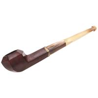 Old German Clay Retro Briar Smooth Hexagon Bulldog with Horn Stem