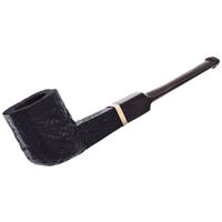Old German Clay Retro Briar Sandblasted Panel Billiard with Black Horn Stem