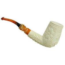 AKB Meerschaum Carved Bent Billiard (with Case)