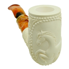 AKB Meerschaum Carved Bent Billiard (with Case)