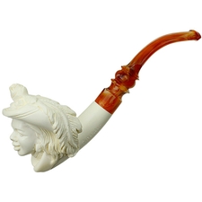 AKB Meerschaum Carved Woman in Glorious Hat (with Case)
