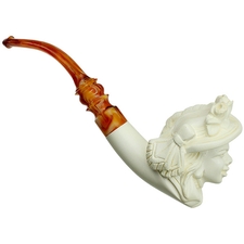 AKB Meerschaum Carved Woman in Glorious Hat (with Case)