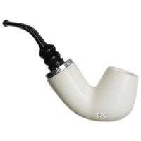 AKB Meerschaum Spot Carved Bent Billiard Reverse Calabash with Silver (Tekin) (with Case)