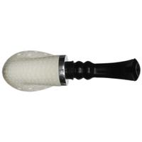 AKB Meerschaum Lattice Bent Egg Reverse Calabash with Silver (Tekin) (with Case)