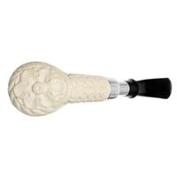 AKB Meerschaum Carved Floral Bent Billiard with Silver (with Case)