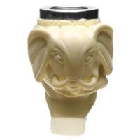 AKB Meerschaum Carved Elephant Sitter with Silver (Mcinar) (with Case)