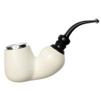 AKB Meerschaum Smooth Bent Pot Reverse Calabash with Silver (with Case)
