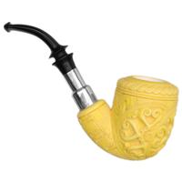 AKB Meerschaum Carved Bent Pot with Silver (with Case)
