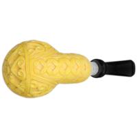 AKB Meerschaum Carved Bent Pot with Silver (with Case)
