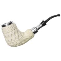 AKB Meerschaum Carved Bent Billiard with Silver (Cigdem) (with Case)