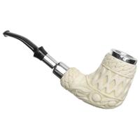 AKB Meerschaum Carved Bent Billiard with Silver (Cigdem) (with Case)