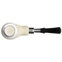 AKB Meerschaum Carved Bent Billiard with Silver (Cigdem) (with Case)