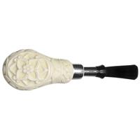 AKB Meerschaum Carved Bent Billiard with Silver (Cigdem) (with Case)