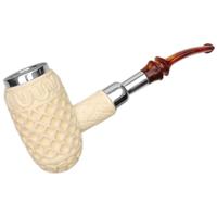 AKB Meerschaum Carved Bent Egg with Silver (with Case)