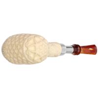 AKB Meerschaum Carved Bent Egg with Silver (with Case)