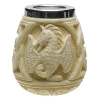AKB Meerschaum Carved Dragon Bent Brandy with Silver (Mcinar) (with Case)