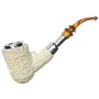 AKB Meerschaum Carved Bent Billiard with Silver (with Case)