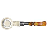AKB Meerschaum Carved Bent Billiard with Silver (with Case)