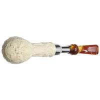 AKB Meerschaum Carved Bent Billiard with Silver (with Case)