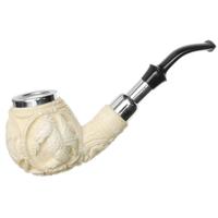 AKB Meerschaum Carved Dragons Bent Apple with Silver (Mcinar) (with Case)