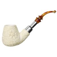AKB Meerschaum Carved Bent Brandy with Silver (Mcinar) (with Case)