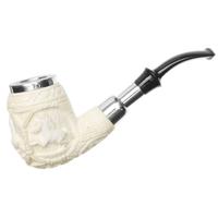 AKB Meerschaum Carved Horses Bent Billiard with Silver (Mcinar) (with Case)