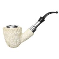 AKB Meerschaum Carved Floral Bent Dublin with Silver (Mcinar) (with Case)