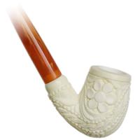AKB Meerschaum Carved Floral Bent Billiard Churchwarden (Selver) (with Case)