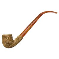 AKB Meerschaum Carved Floral Bent Billiard Churchwarden (Selver) (with Case)