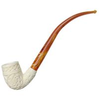 AKB Meerschaum Carved Bent Billiard Churchwarden (Selver) (with Case)