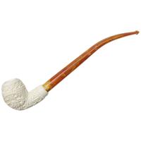 AKB Meerschaum Carved Floral Bent Apple Churchwarden (Selver) (with Case)