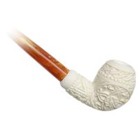 AKB Meerschaum Carved Floral Bent Apple Churchwarden (Selver) (with Case)