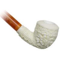 AKB Meerschaum Carved Floral Bent Dublin Churchwarden (Selver) (with Case)