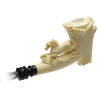 AKB Meerschaum Carved Horse and Tree (Servi) (with Case)