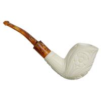 AKB Meerschaum Carved Floral Bent Dublin (with Case)
