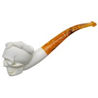 AKB Meerschaum Carved Skull and Snake (with Case)