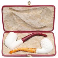 AKB Meerschaum Two Pipe Set (with Case)