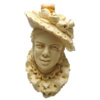 AKB Meerschaum Carved Woman with Hat (Cevher) (with Case)