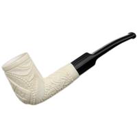 AKB Meerschaum Celtic Floral Carved Bent Billiard (with Case)