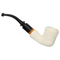 AKB Meerschaum Carved Bent Billiard (with Case)