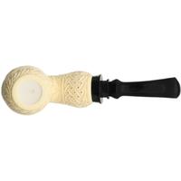 AKB Meerschaum Carved Floral Bent Apple Reverse Calabash (H. Ege) (with Case)
