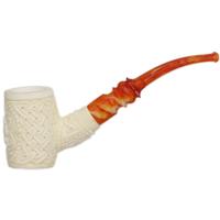 AKB Meerschaum Carved Floral Poker (Selver) (with Case)