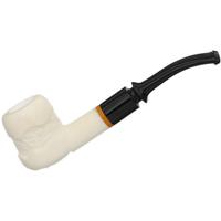 AKB Meerschaum Partially Rusticated Bent Billiard (with Case)