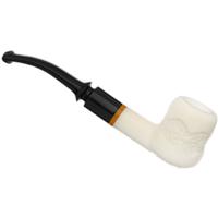 AKB Meerschaum Partially Rusticated Bent Billiard (with Case)
