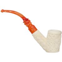 AKB Meerschaum Carved Floral Poker (Selver) (with Case)