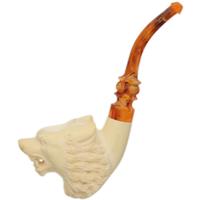 AKB Meerschaum Carved Wolf (Selver) (with Case)