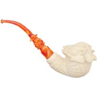 AKB Meerschaum Carved Floral Bent Egg (I. Baglan) (with Case)
