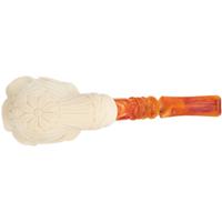 AKB Meerschaum Carved Floral Bent Egg (I. Baglan) (with Case)