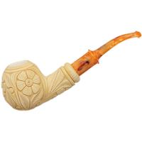 AKB Meerschaum Carved Floral Bent Egg (Mutlu) (with Case)