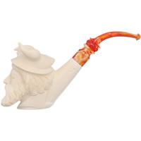AKB Meerschaum Carved Bearded Man in Horned Helmet (Emre) (with Case)